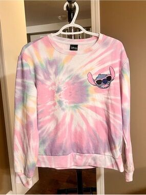 RARE Disney STITCH Pastel Tie-Dye Sweatshirt with Subtle Rainbow Hues